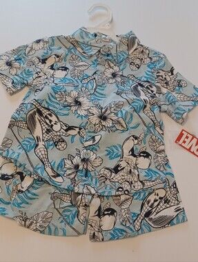 Marvel Spiderman Hawaiian Print Shorts Set 2pc Sz 2T